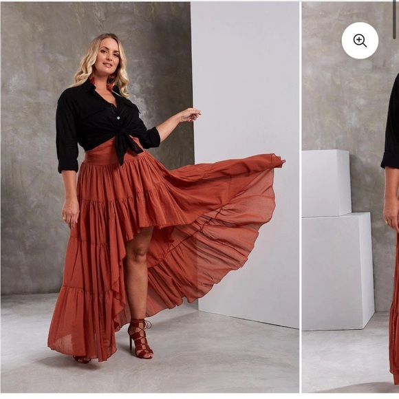 erika pena RITA HIGH LOW BOHEMIAN SKIRT Ruffle Hand Dyed Sz M/L NEW - Picture 3 of 16